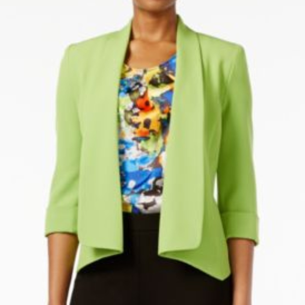 Kasper Stretch Crepe Shawl-Lapel Jack Keylime